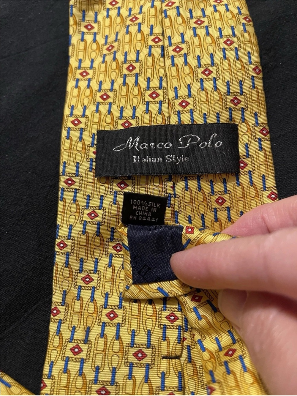 Marco Polo Venizia Tie Necktie Vintage Italian Silk Yellow - Picture 2 of 3